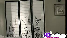 sweet brunette with big dick fitting her bikini