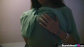 Beautiful Brunette Bobbi Gives Close-Up Blowjob and Fingering to Hard Cock