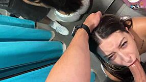 risky sex hard facefuck 24yo beauty in mass market fitting room - eye rolling oral creampie