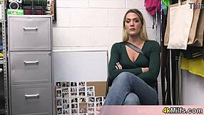 blonde housewife caught stealing, then fucked by mall cop on cctv 😈