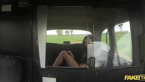 does this british brunette enjoy working out on a cock in the taxi?