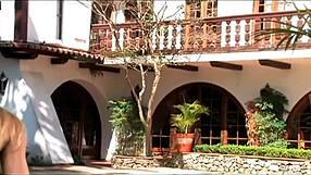 Pretty girl intensely rides well-built black guy's big cock, then takes it deep in her tight ass from behind