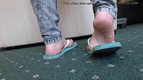 bbw feet tease in flip flops