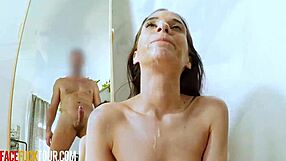 petite brunette nikki fox delivers gagging blowjob pov close ups