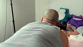 Young teen in pink thong receives surprising creampie delight