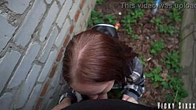 WATCH HER SWALLOW EVERY DROP AFTER RISKY GARAGE BLOWJOB!