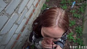 WATCH HER SWALLOW EVERY DROP AFTER RISKY GARAGE BLOWJOB!