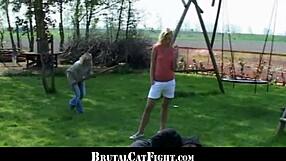 Slutty Blondes Fighting And Cock Sucking