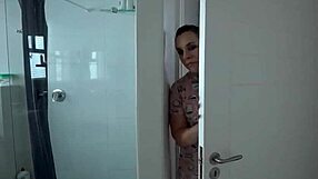 Stepson fakes being asleep while stepmom plays with his cock