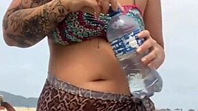 I got naked on the beach and touched the guy's hard dick