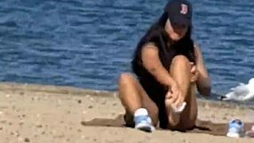 juicy asian on the beach candid hidden teasing playfully with friends