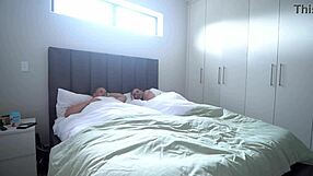 Stepson fakes being asleep while stepmom plays with his cock