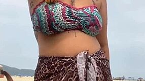 I got naked on the beach and touched the guy's hard dick