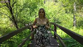 Remote controlled vibrator in park makes sweet girl orgasm