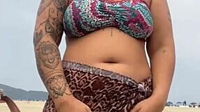 I got naked on the beach and touched the guy's hard dick