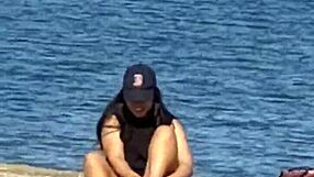 juicy asian on the beach candid hidden teasing playfully with friends