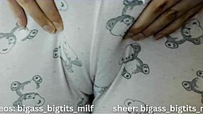 pajama milf with big ass masturbates in leggings, fingering her wet pussy and using toys