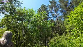 Remote controlled vibrator in park makes sweet girl orgasm