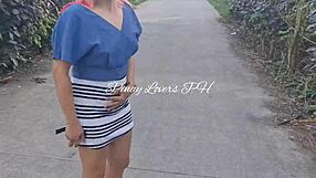 pinay asian teen gets fucked in public near the road.