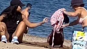 juicy asian on the beach candid hidden teasing playfully with friends