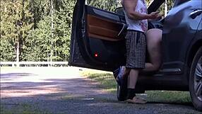 fucked a fellow traveler bent over on the road with big ass moaning in public