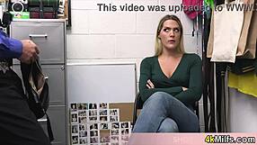 blonde housewife caught stealing, then fucked by mall cop on cctv 😈