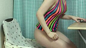 Japanese wedgie girl under the table: teasing with cameltoe and thong?