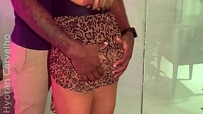 brazilian married woman fucks big black cock after party, creampie in pussy in front of cuckold