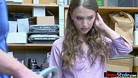 Petite teen 18+ shoplifter fucked her way out of trouble