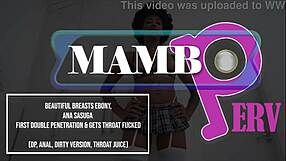 beautiful ebony ana sasuga's first double penetration anal atm sloppy bj with monster cock