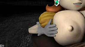 Possessed Daisy experiences intense titfuck emotions.