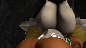 Possessed Daisy experiences intense titfuck emotions.