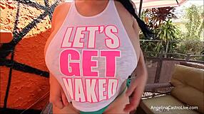 angelina castro enjoys solo dildo play