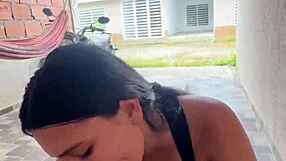 Colombiana Horny Pulling Boyfriend's Penis On Street And Sucking It