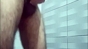 Waiting in the Shower for Neighbor While Stroking Big Cock