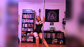 Sexy big tits milf in black lingerie rock and roll striptease.