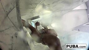 abigail takes a quick shower and shaves her pussy