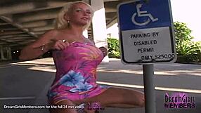 gorgeous blonde flashes wildly in public outdoor adventure