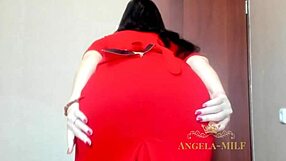 Beautiful Milf Angela Shakes Huge Ass in Red Panties