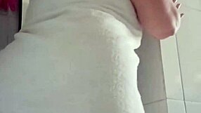 mature woman bathing in the shower