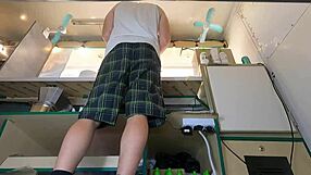 Hot Babe In Pink Skirt Voyeur Upskirt At Work