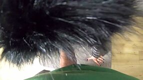 Milfycalla deep blowjob and cum play in hooded jacket and shiny boots.