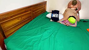 Stepsister's husband fucks me hard, making me ride dick and cum without condom.