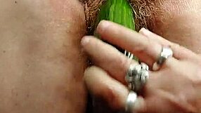 German Granny Fucks Hairy Beaver With Cucumber Food