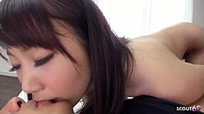 Hey, that tall japanese model with saggy tits seduced me into a rough creampie fuck during the job interview