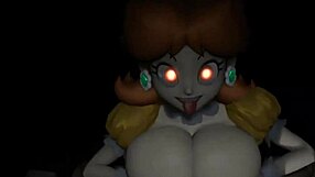Possessed Daisy experiences intense titfuck emotions.