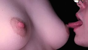 close up - tits licking sucking touching