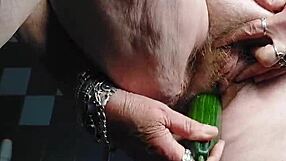 German Granny Fucks Hairy Beaver With Cucumber Food