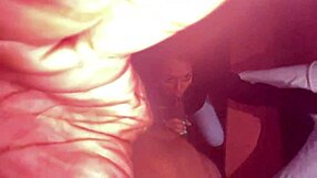 Park lot slut sucks two big cocks in bent over pose