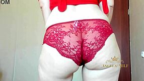Beautiful Milf Angela Shakes Huge Ass in Red Panties